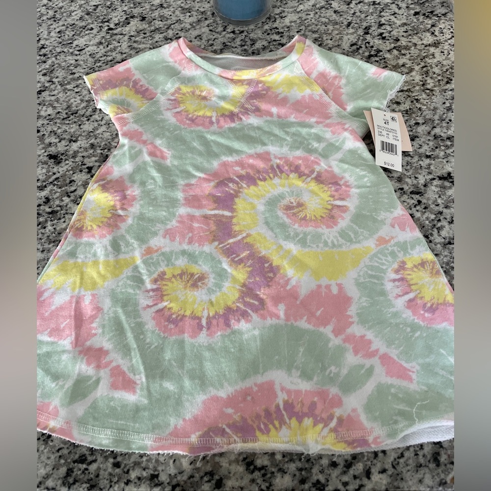 Grayson Mini Toddler Girl Short Sleeve Tie Dye Dress 4T